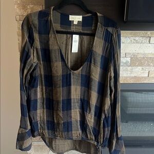 Cloth & Stone Plaid Women's Top